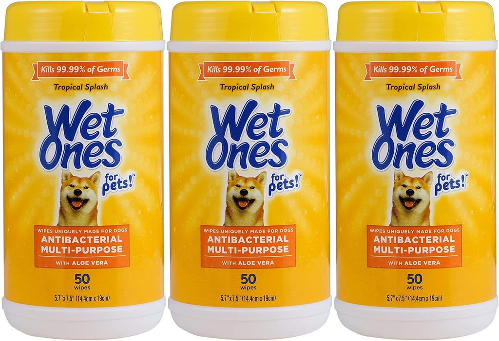 Wet Ones for Pets Antibacterial Dog Wipes, Multi-Purpose Grooming Wipes with Aloe Vera for Paws, Face & Body, Easy Cleanups Between Baths, Tropical Splash Scent, 5.7 in x 7.5 in, 50 Count - Image 13