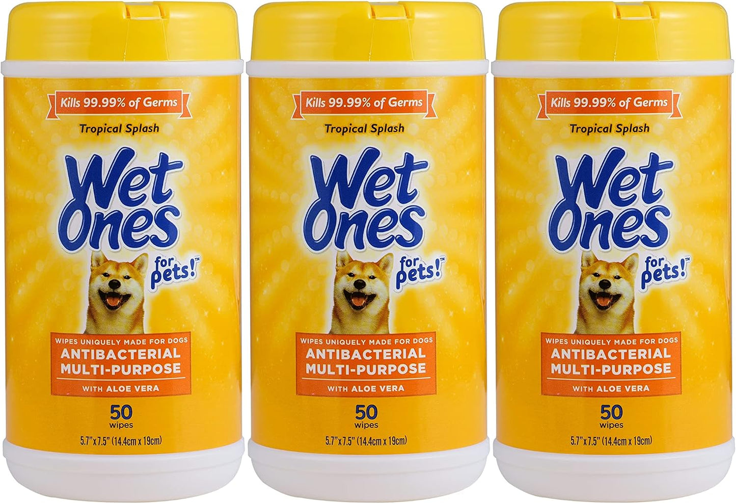 Wet Ones for Pets Antibacterial Dog Wipes, Multi-Purpose Grooming Wipes with Aloe Vera for Paws, Face & Body, Easy Cleanups Between Baths, Tropical Splash Scent, 5.7 in x 7.5 in, 50 Count - Image 13