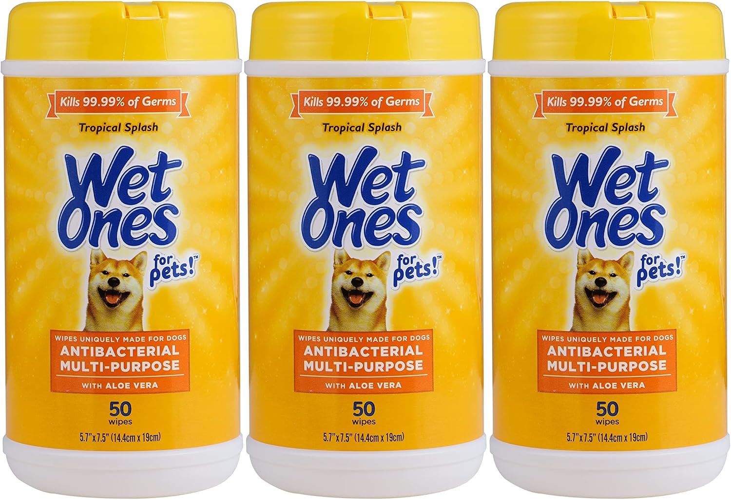 Wet Ones for Pets Antibacterial Dog Wipes, Multi-Purpose Grooming Wipes with Aloe Vera for Paws, Face & Body, Easy Cleanups Between Baths, Tropical Splash Scent, 5.7 in x 7.5 in, 50 Count - Image 13