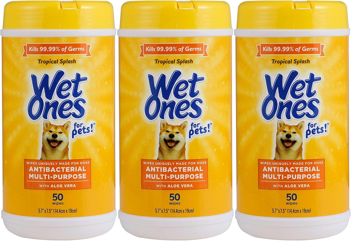 Wet Ones for Pets Antibacterial Dog Wipes, Multi-Purpose Grooming Wipes with Aloe Vera for Paws, Face & Body, Easy Cleanups Between Baths, Tropical Splash Scent, 5.7 in x 7.5 in, 50 Count - Image 13