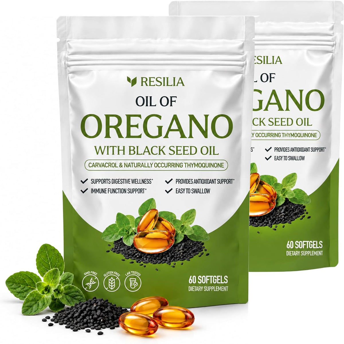Resilia Softgels with Black Seed Oil - Premium Grade Oregano Oil Capsules for Immune & Digestive Support - Gluten-Free Softgels - Natural Herbal Wellness Supplement (60 Count) - Image 12
