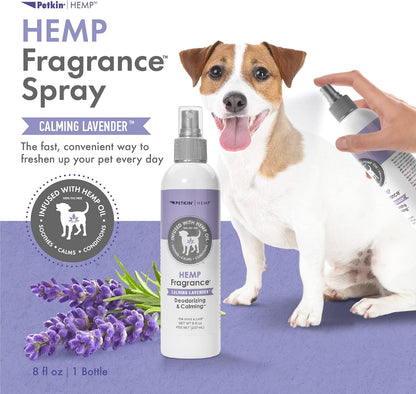 Petkin hemp and lavender pet deodorizing spray for cats and dogs
