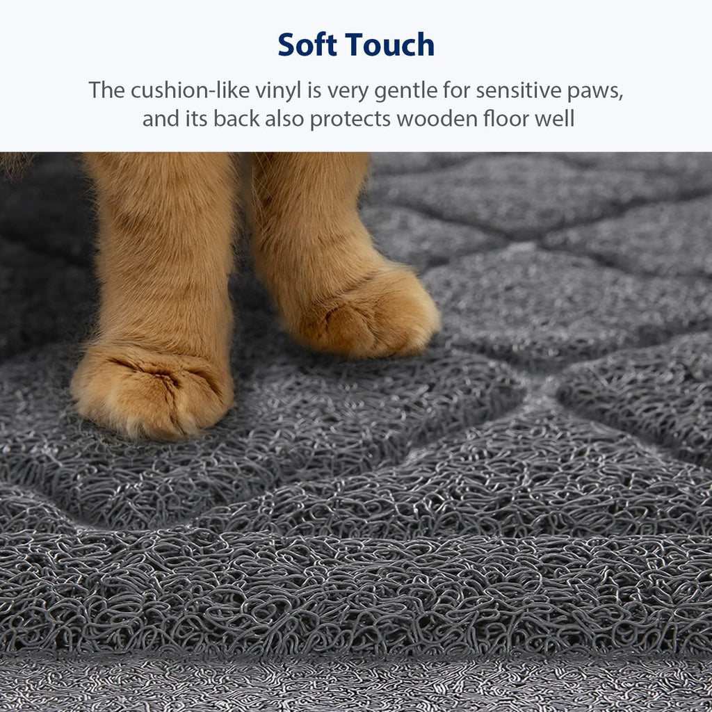 WePet PVC pad placed under a cat litter box on wooden flooring