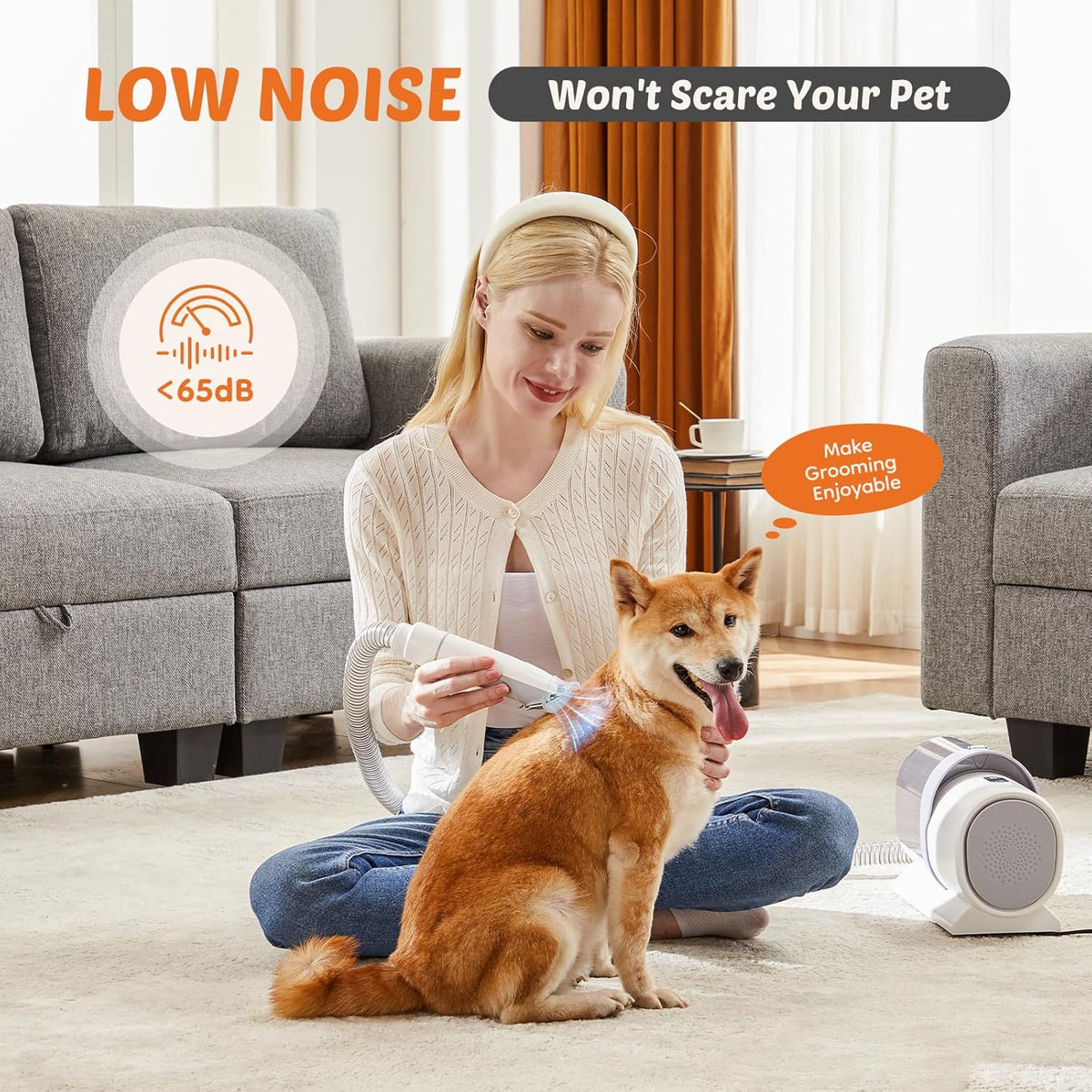 Sweetcrispy pet grooming vacuum two point five liter large capacity dust cup being emptied