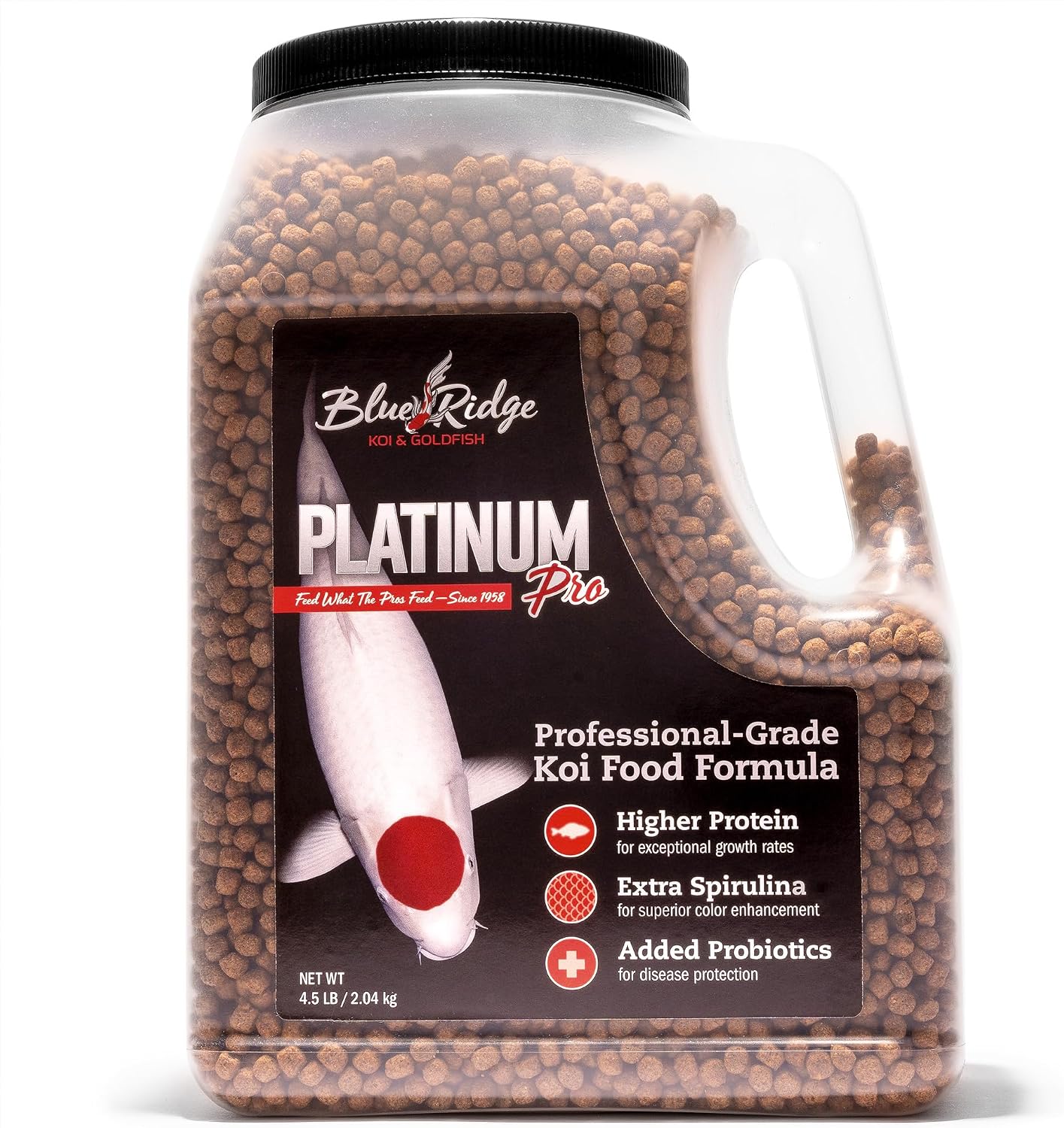 Blue Ridge Koi Fish Food 4.5lb - Koi Food 3/16" Platinum Pro Formula Goldfish Food, Premium Fish Food for Ponds, Ponds Fish Food, Floating Pond Pellet - Image 1