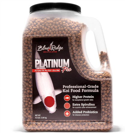 Blue Ridge Koi Fish Food 4.5lb - Koi Food 3/16" Platinum Pro Formula Goldfish Food, Premium Fish Food for Ponds, Ponds Fish Food, Floating Pond Pellet - Image 1