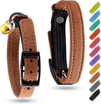 Leather Cat Collar with Bell and Safety Elastic Strap Breakaway Alternative for Small & Large Kittens, Stylish Pet Leather Collar for Boy, Girl Cats with Metal Buckle & QR ID Tag (Mint) - Image 15