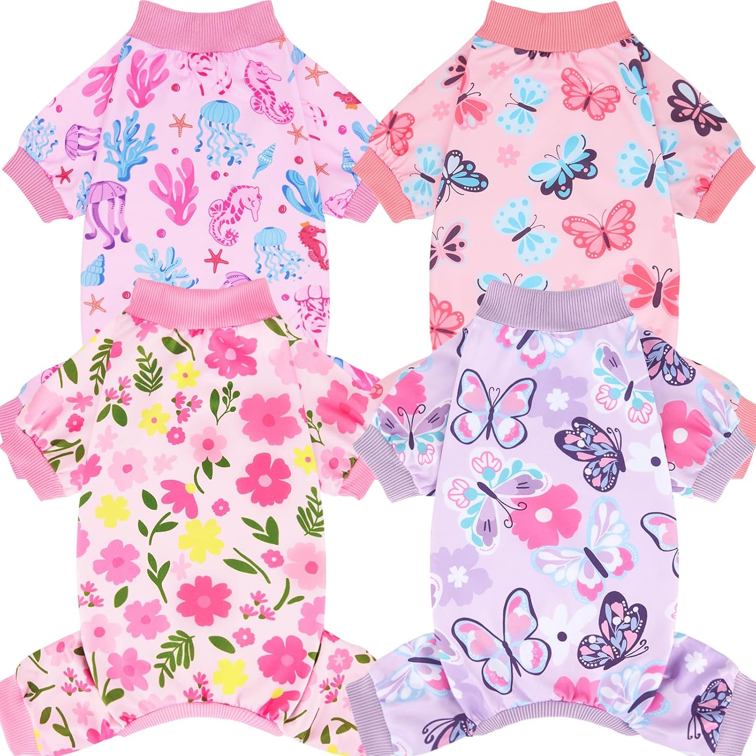 XPUDAC 4 Pieces Dog Pajamas Soft Strechy Puppy Onesies Pet Clothes for Small Medium Dogs Boy Girl Cat Pet Outfit, 153-XS - Image 15