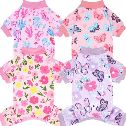 XPUDAC 4 Pieces Dog Pajamas Soft Strechy Puppy Onesies Pet Clothes for Small Medium Dogs Boy Girl Cat Pet Outfit, 153-XS - Image 15