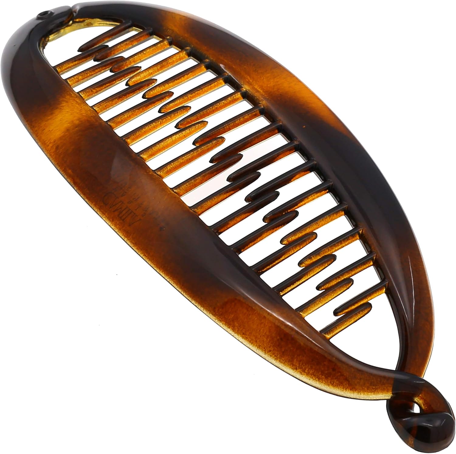 Camila Paris CP2 French large banana clip front view tortoise shell finish hair accessory