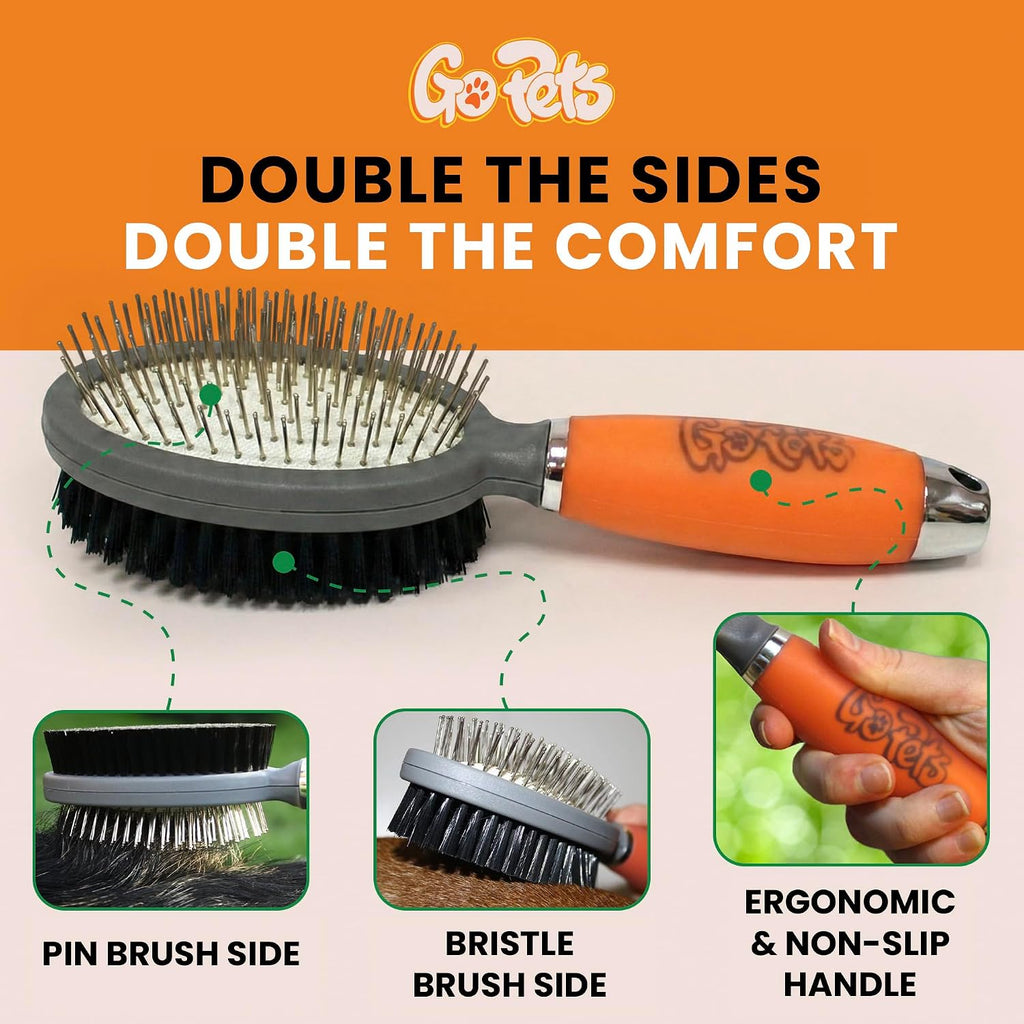 Detailed view of the dense nylon bristle side designed for smoothing fur and distributing natural oils.