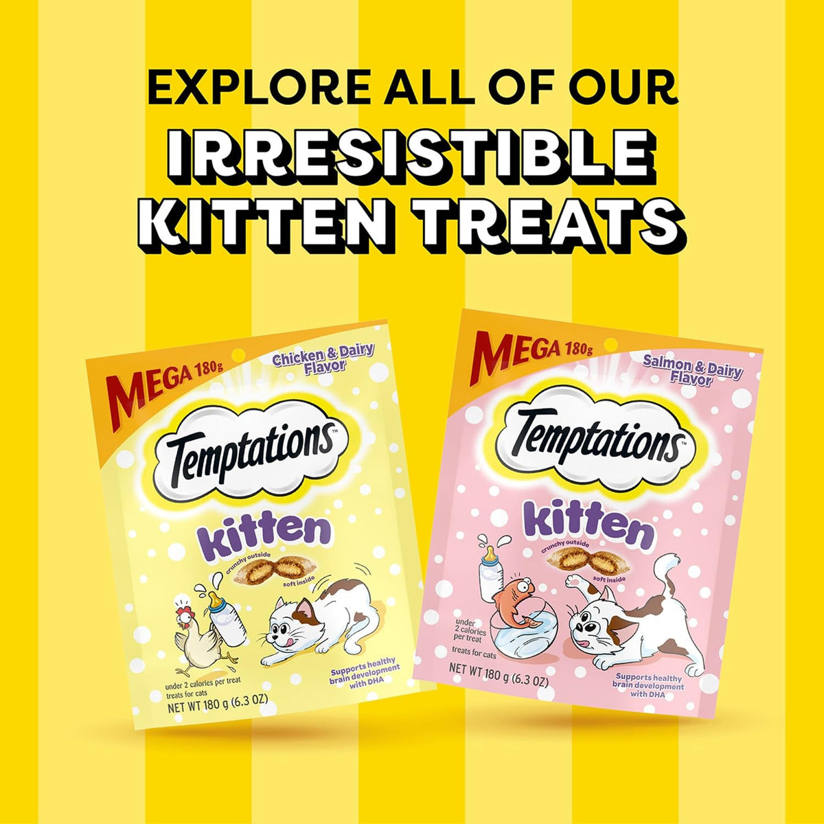 Temptations Kitten Treats Classic Crunchy and Soft Cat Treats Variety Pack, 6.3 oz. Pouches (Pack of 4) - Image 10