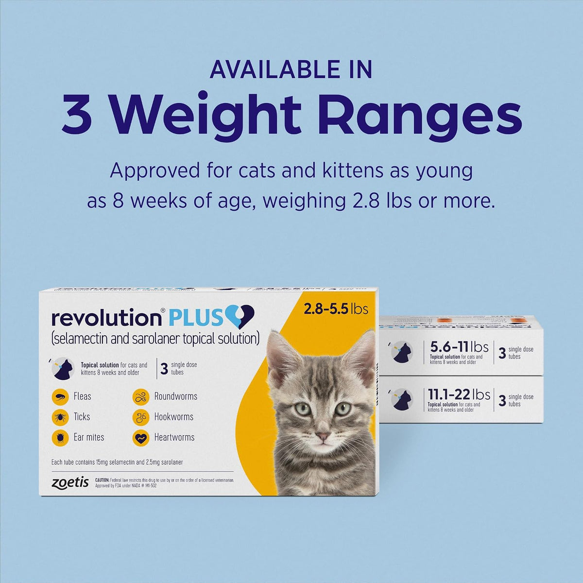 Back view of Revolution Plus packaging with dosage information
