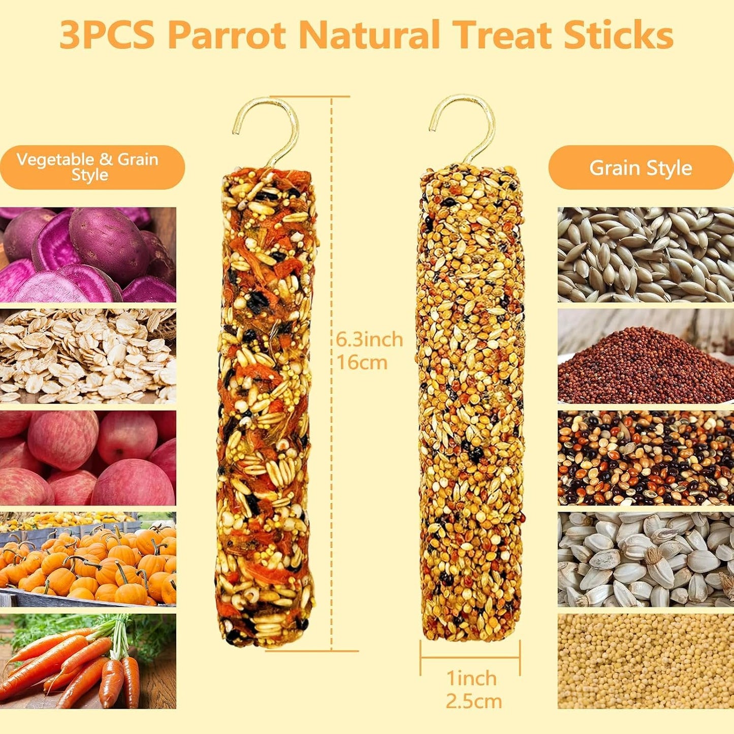 Acsist parrot treat sticks for cockatiels and budgies