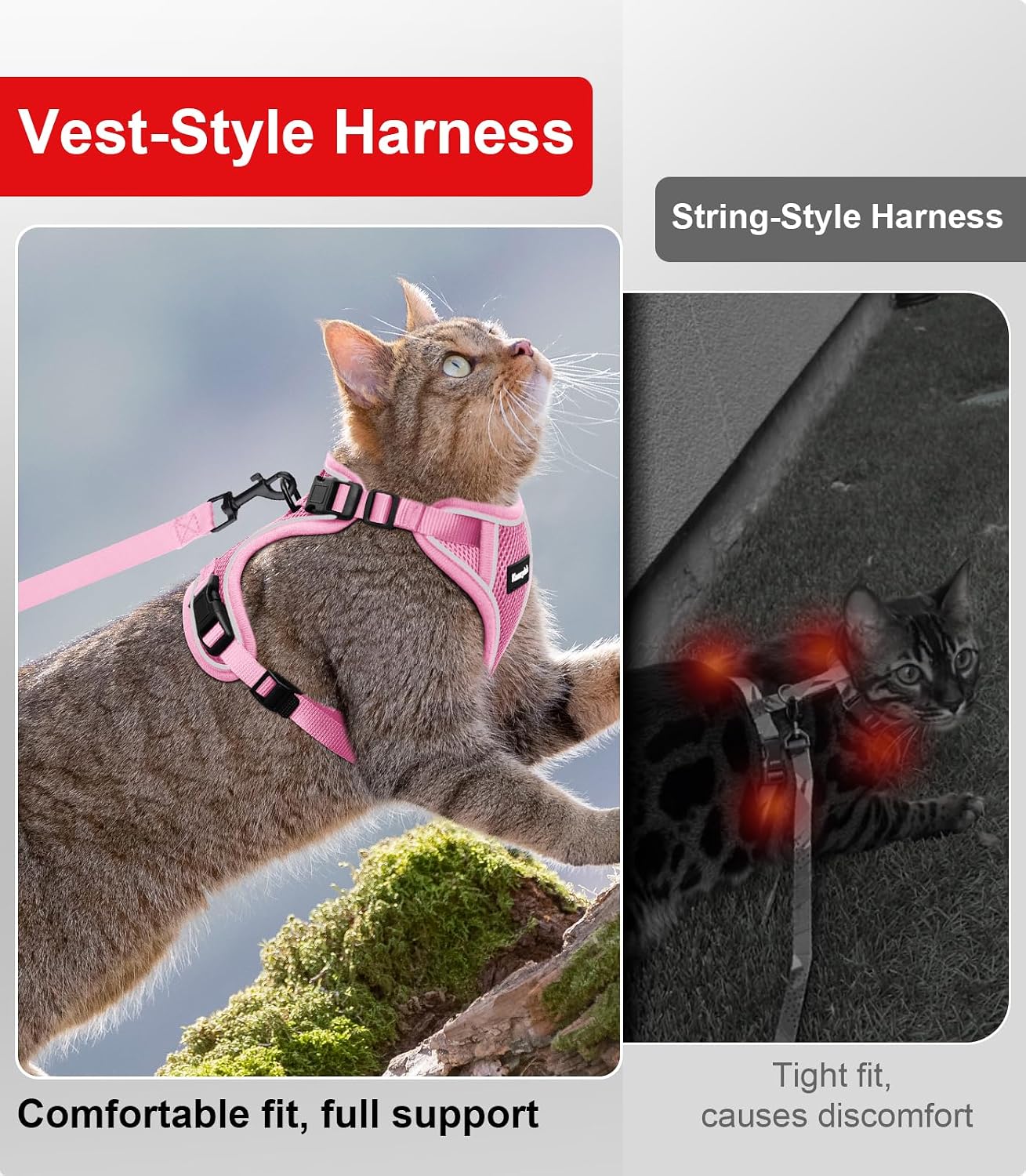 Soft air mesh cat harness padding detail