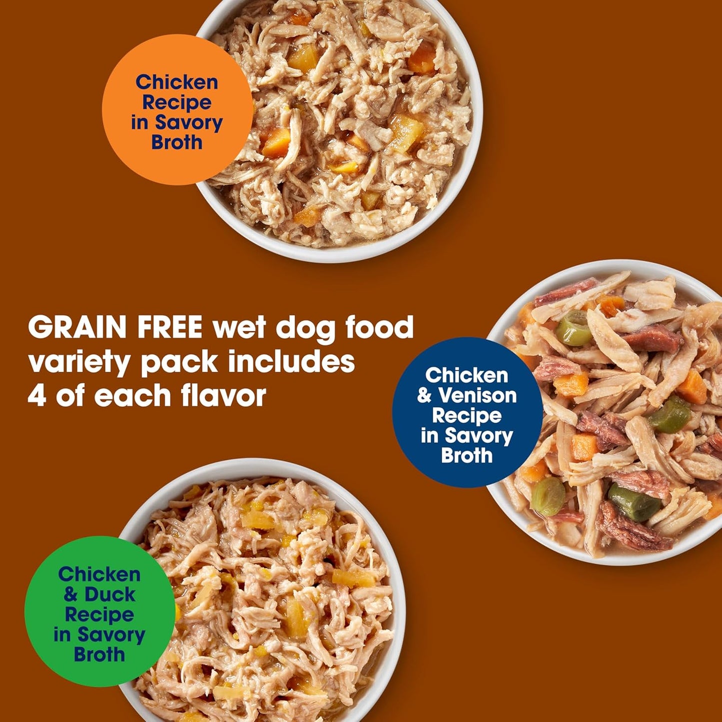 Premium grain free dog food cup showing real chicken ingredient details