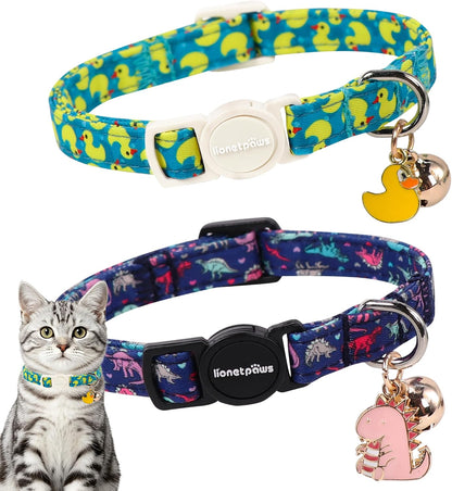 LIONET PAWS 2 Pack Breakaway Summer Cat Collars, Cute Soft Cotton Blue Beach Themed Kitten Collars with Bell for Boy Girl Cats - Image 11
