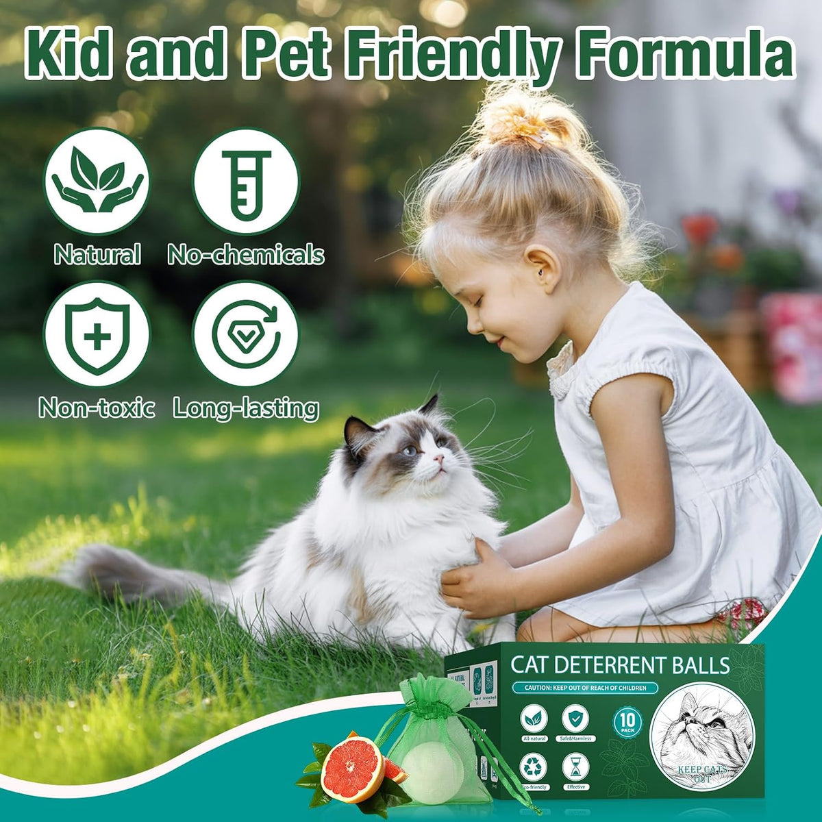 Ten pack of natural grapefruit oil cat deterrent balls with included mesh bags