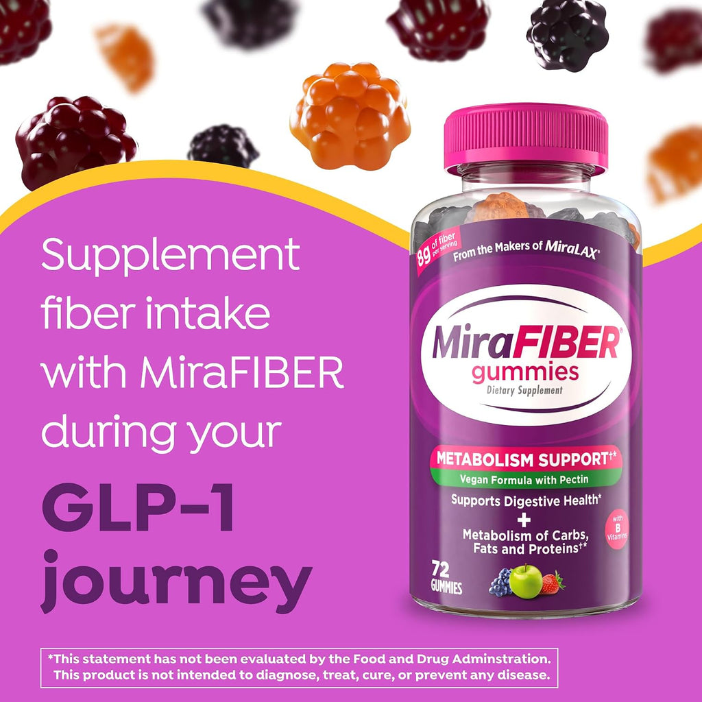 MiraLAX MiraFIBER Prebiotic Fiber Gummies lifestyle gut health context
