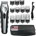 Wahl USA Lithium Ion Total Beard Trimmer front view showing black and silver metallic handle design