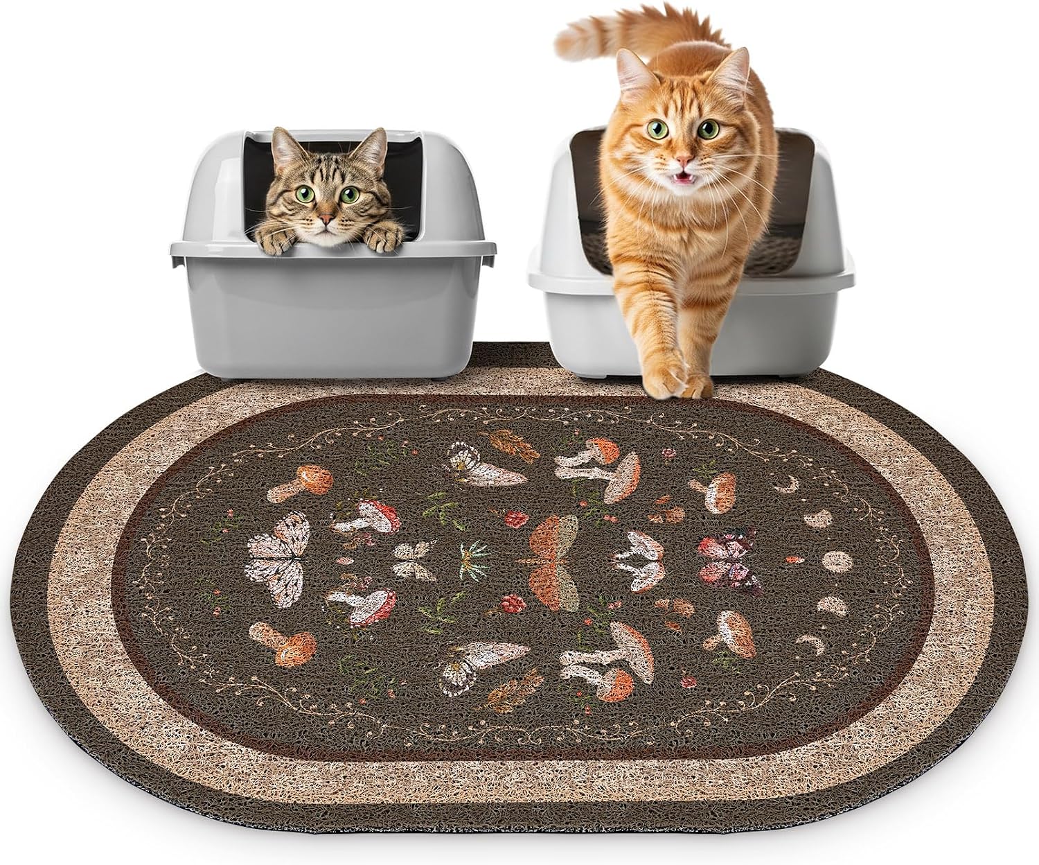 Multi functional pet feeding mat setup with food and water bowls