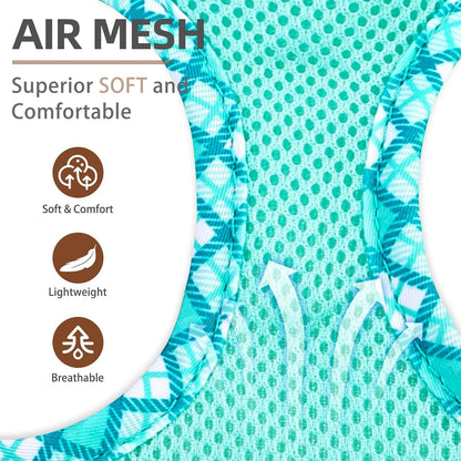Step in soft mesh puppy vest harness showing the quick release buckle closure