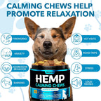 Helopssa dog anxiety relief treats with hemp oil back label showing ingredients