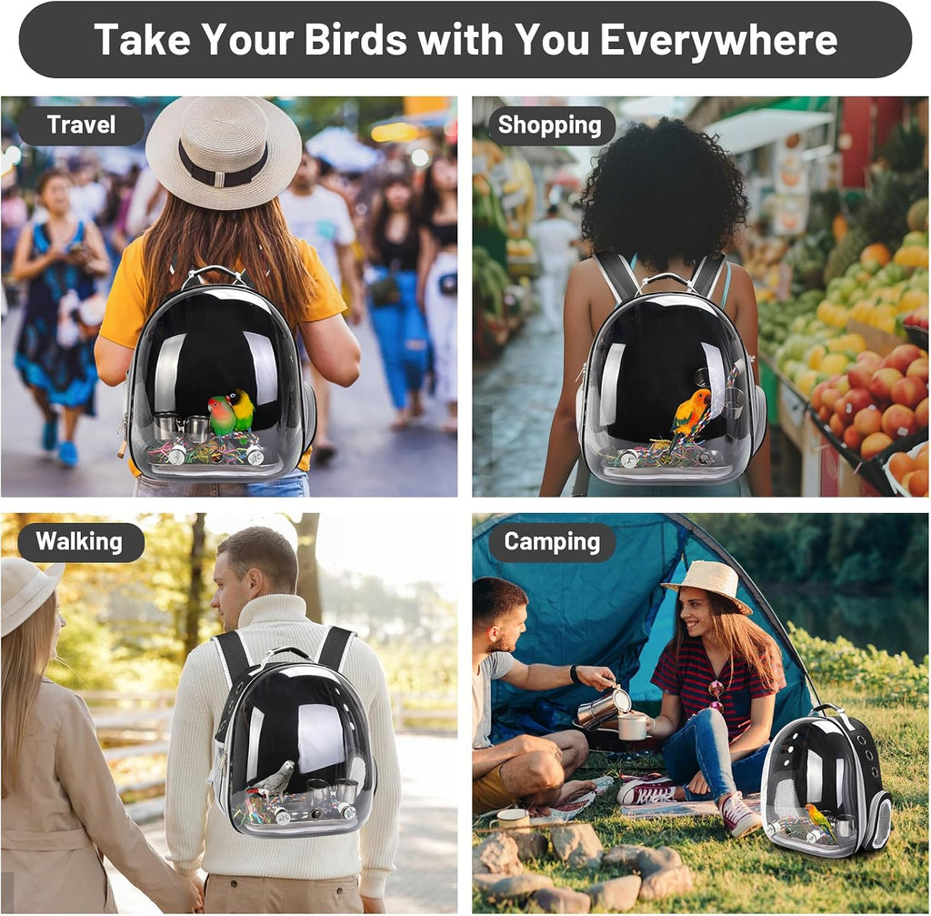 Complete packaged set of SSAWcasa bird carrier and included toys