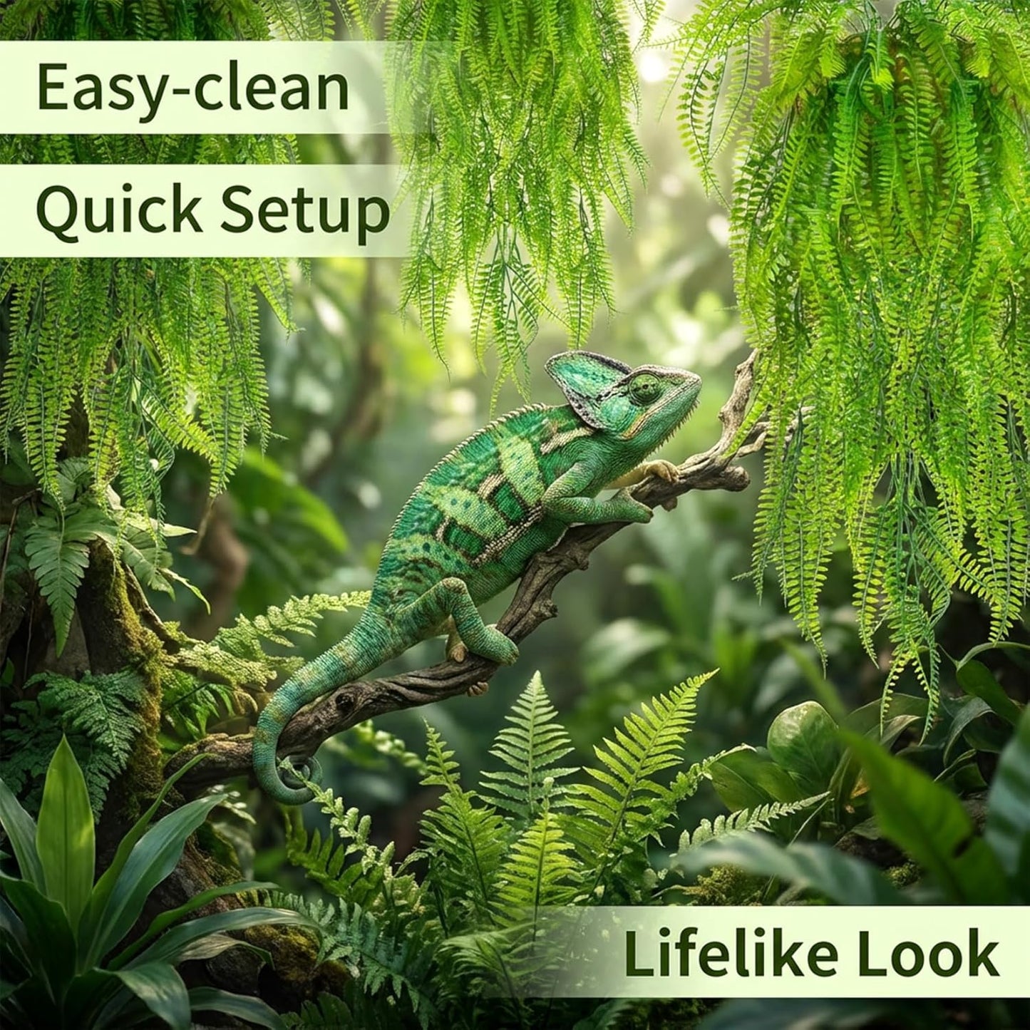 Bendable reptile vines inside a bearded dragon habitat
