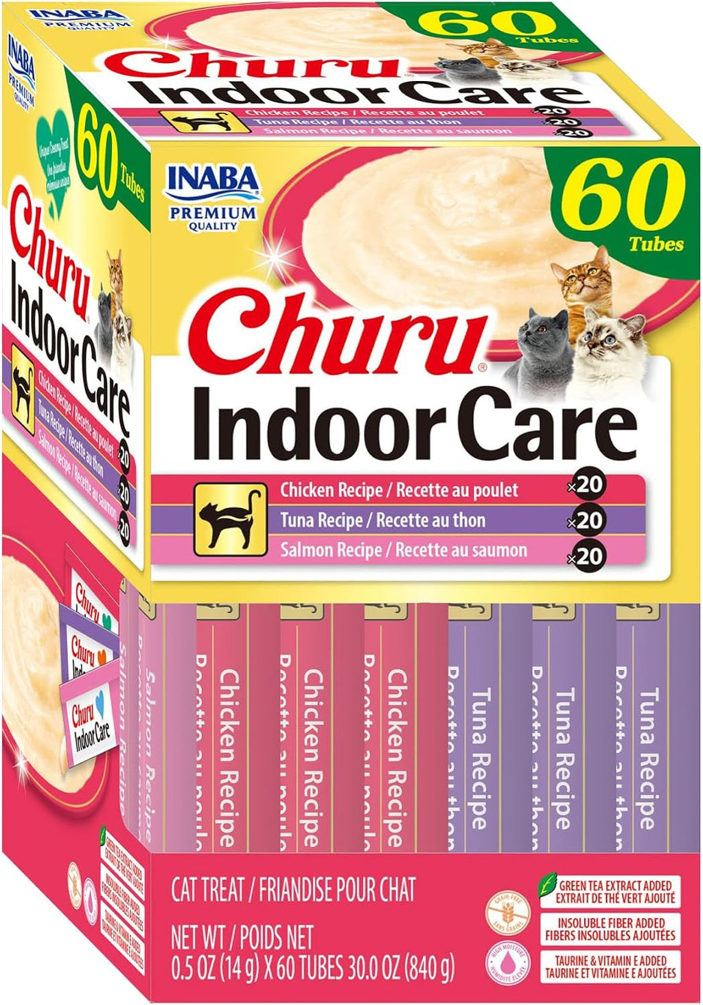 INABA Churu Indoor Care for Hairball Control, Functional Lickable Cat Treat with Taurine & Green Tea Extract, 0.5oz Each, 20 Tubes Total, Tuna & Chicken Variety - Image 11