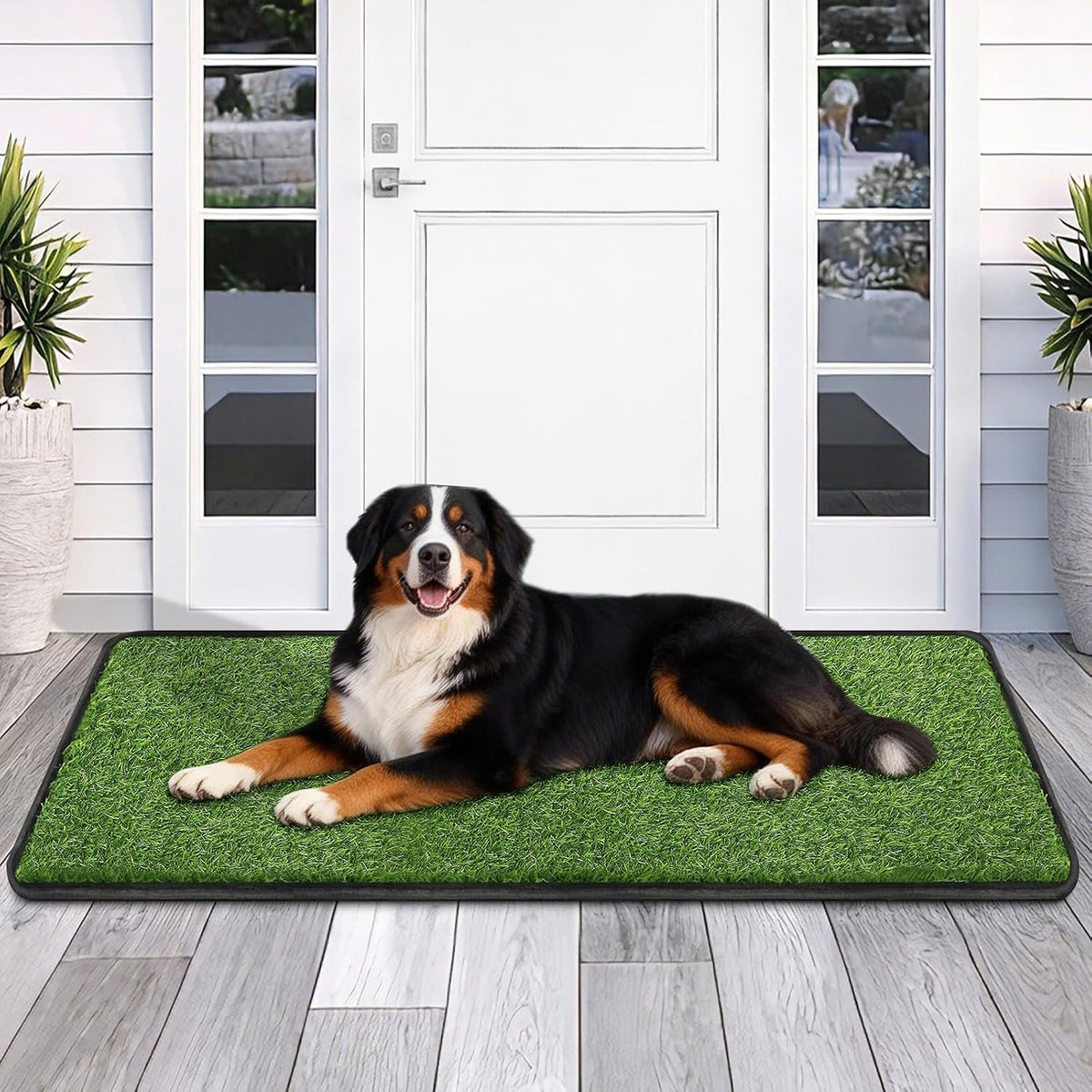 Artificial Grass Mat, Dog Grass Pee Pads, Fake Grass Pad for Pets Potty Training, Soft Grass Rug, Grass Doormat with Drainage Holes, Pet Turf for Indoor Outdoor Use, Washable(15.7''*31.5'') - Image 10