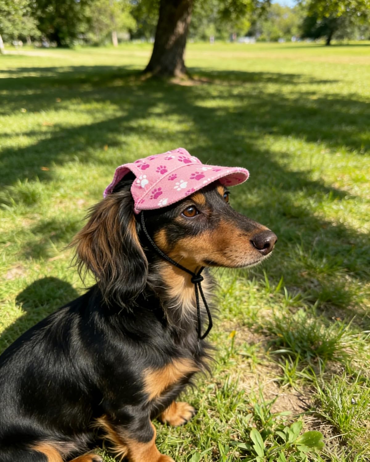 Pet Show dog sun hat flat lay showing paw pattern