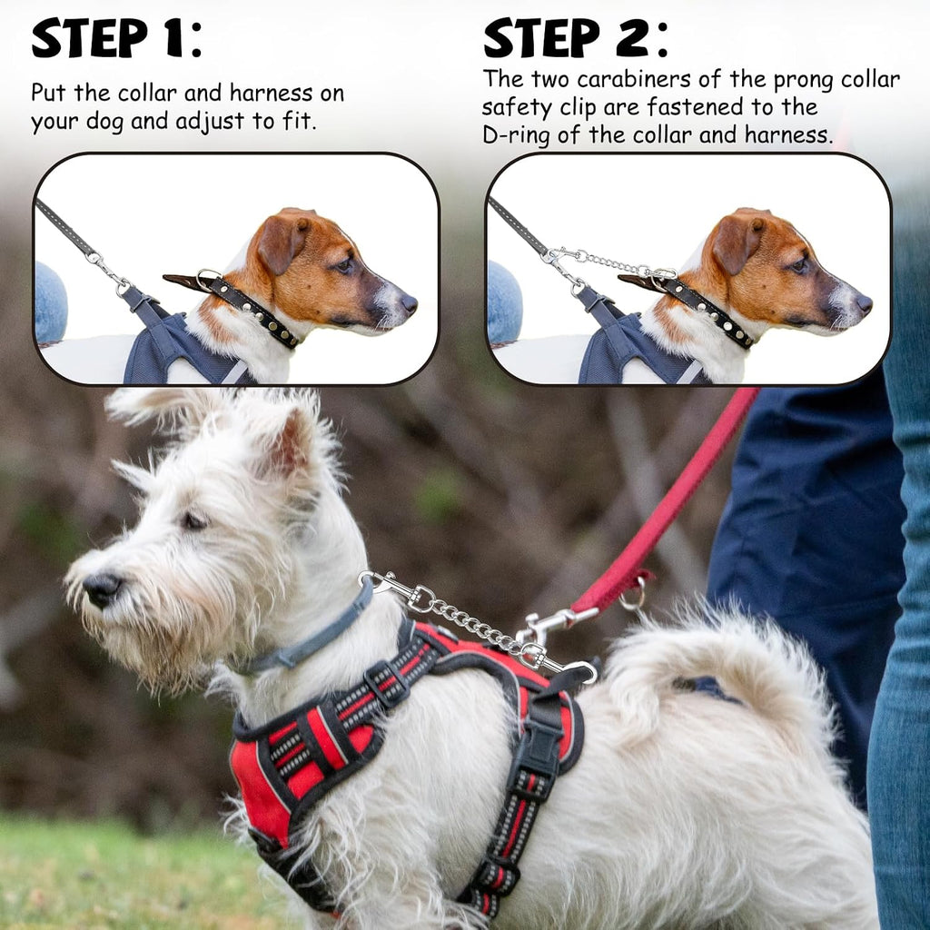 Two pack of 8.3 inches stainless steel dog safety clips for outdoor training