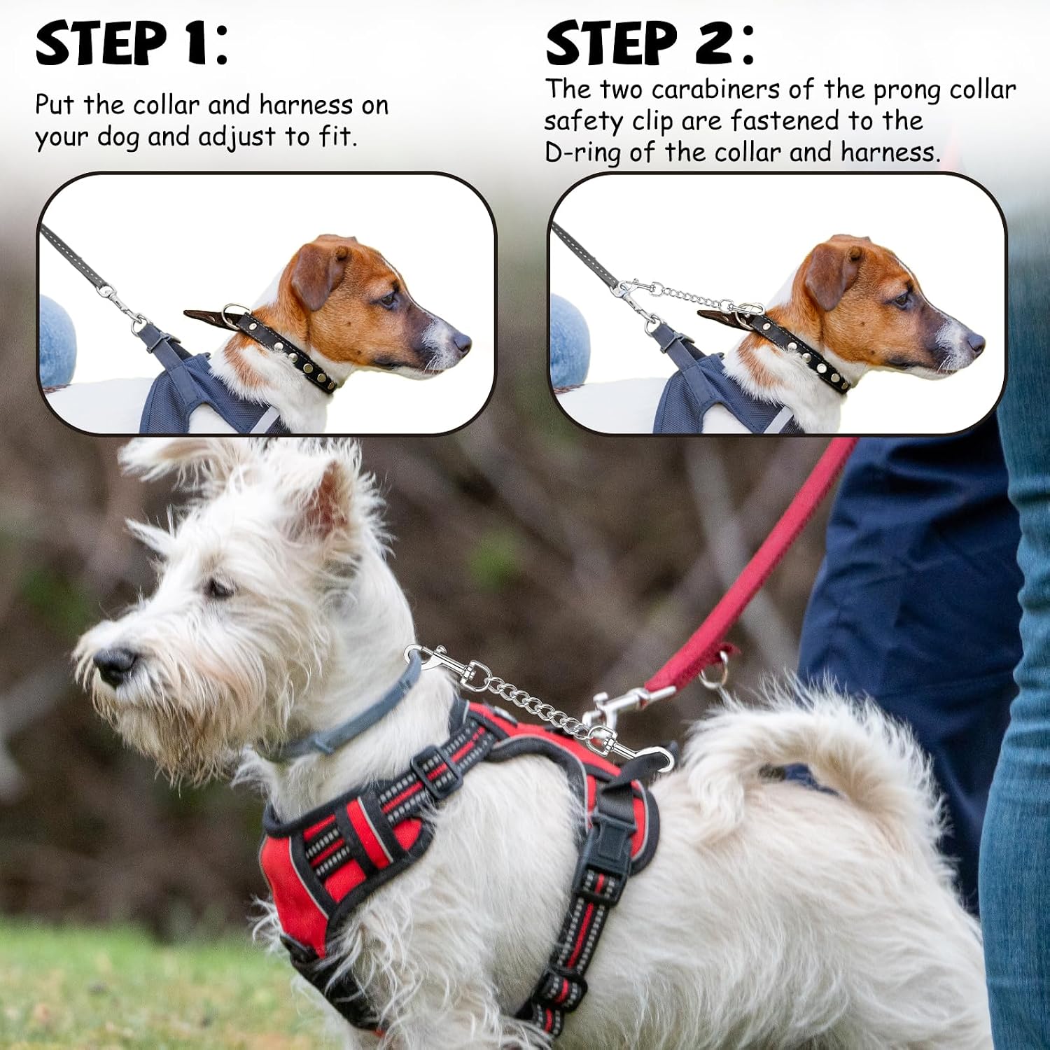 Two pack of 8.3 inches stainless steel dog safety clips for outdoor training