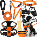 No Pull Dog Harness Adjustable Collar & Leash Set - Dog Halter Harnesses Collapsible Bowls & Poop Bag Dispenser Muzzle ID Tags Toys Fits Small Medium Large Dogs (Pink-M) - Image 14