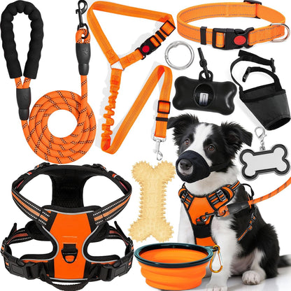 No Pull Dog Harness Adjustable Collar & Leash Set - Dog Halter Harnesses Collapsible Bowls & Poop Bag Dispenser Muzzle ID Tags Toys Fits Small Medium Large Dogs (Pink-M) - Image 14