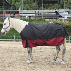 Breathable outdoor horse blanket with adjustable elastic leg straps