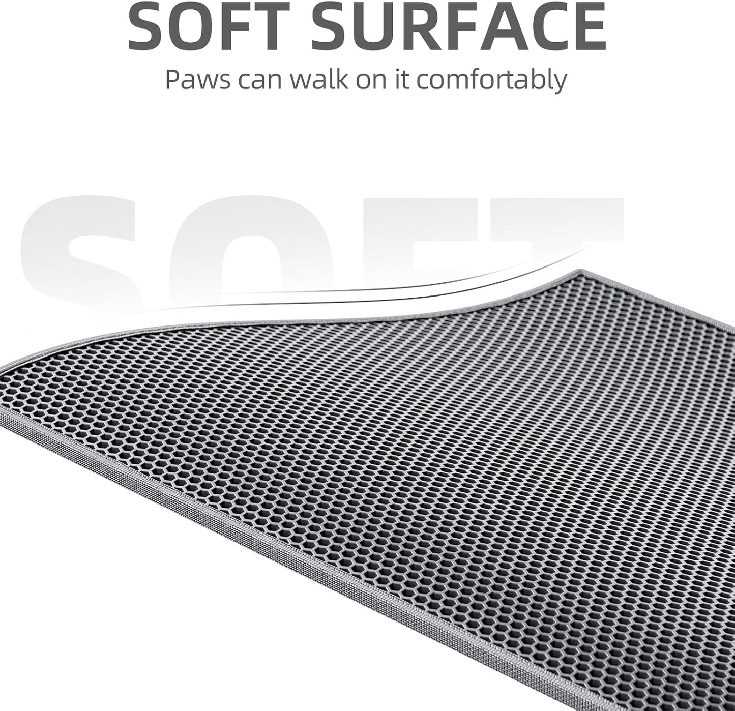 Close up view of the soft non toxic EVA foam material on the ESTHELLO pet mat.