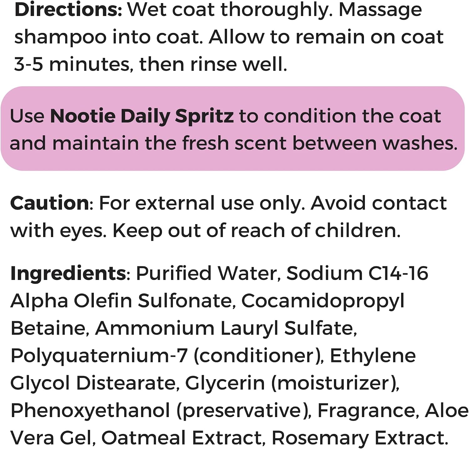 Professional pet grooming shampoo for dry skin