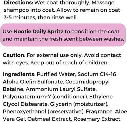 Professional pet grooming shampoo for dry skin