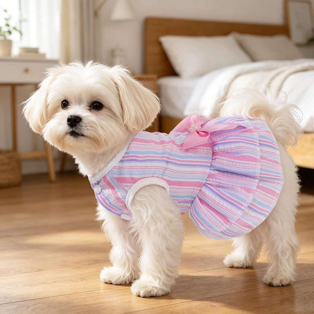 Pawchie puppy summer clothes pack of two in pink and purple variations