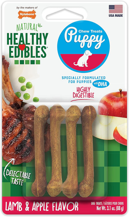 Nylabone Healthy Edibles Natural Puppy Chews Long Lasting Treats for Puppies, Roast Beef/Apple/Bacon Dog Treats, X-Small/Petite (3 Count) - Image 11