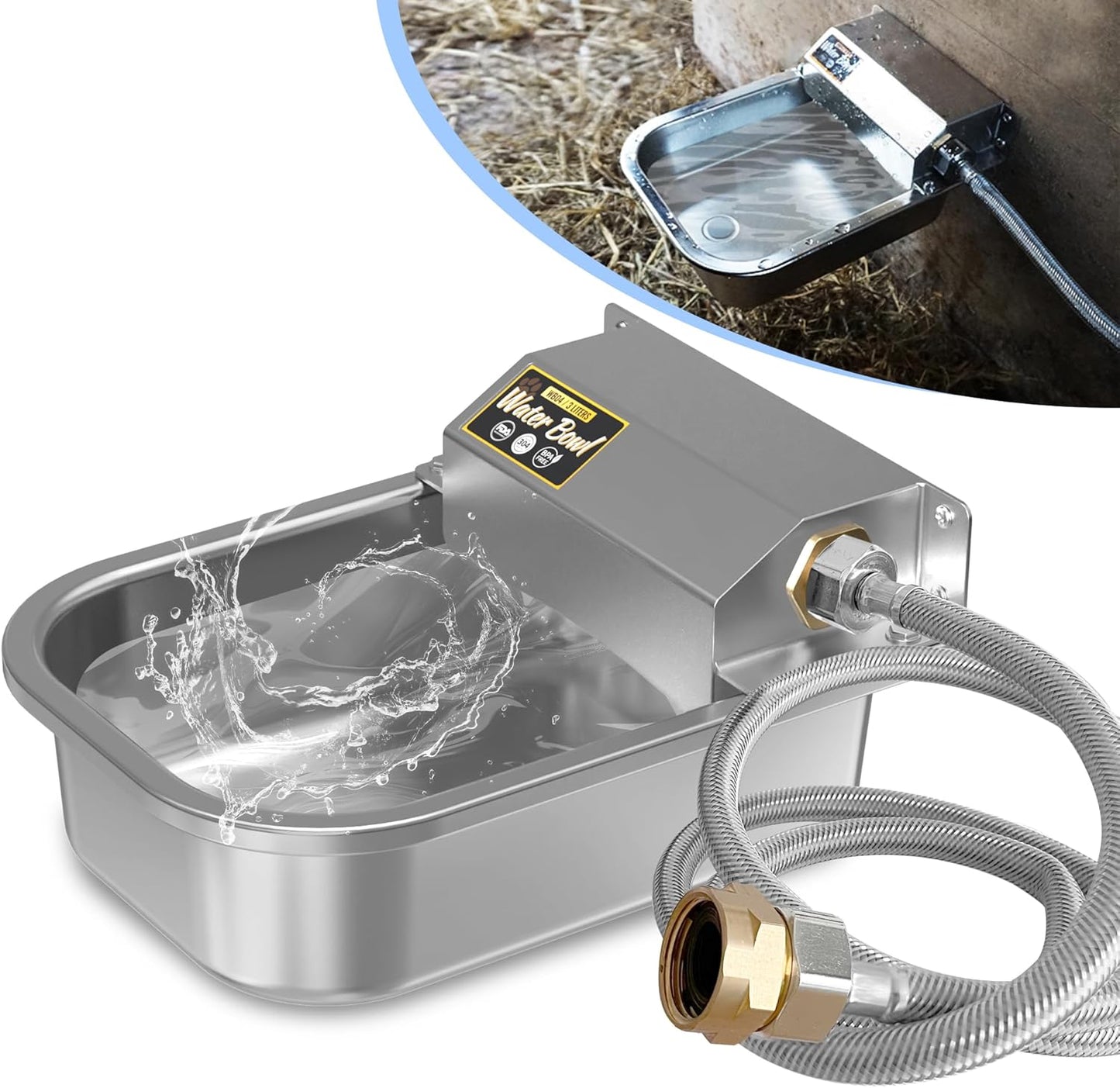 PETIMI Automatic Dog Water Dispenser front view showing stainless steel design