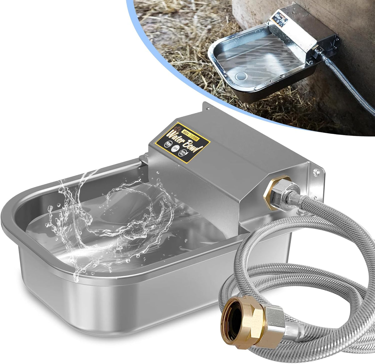 PETIMI Automatic Dog Water Dispenser front view showing stainless steel design