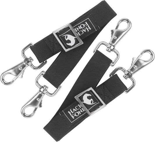 HackFond Horse Blanket Replacement Belly Straps 2-piece set front view showing black heavy-duty elastic material.