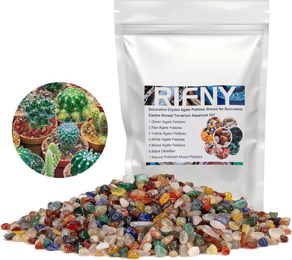 Rifny decorative polished rocks in a glass bowl