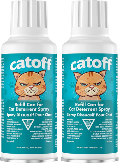 Set of three CatOFF odorless compressed gas refills for indoor furniture protection.