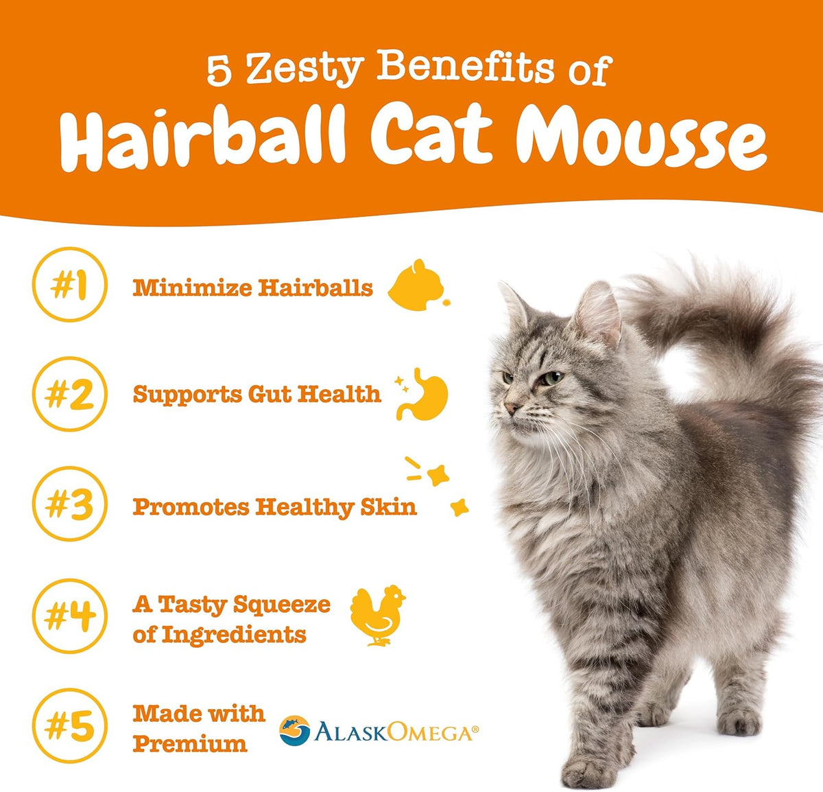 Zesty Paws chicken flavored lickable cat treats for hairball relief and digestive support