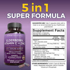Viva Naturals Elderberry with Vitamin C and Zinc for Adults - 5 in 1 Sambucus Black Elderberry Capsules with Vitamin D3 5000 IU Immunity Supplement, Sambucus Elderberry Immune Support Supplement - Image 2