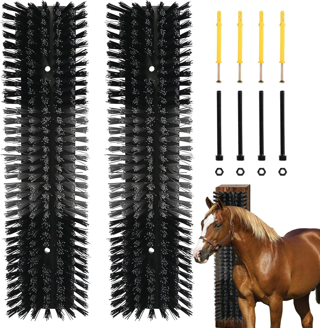 Livestock Scratch Brush for Cattle, Horses, Goats, Cow, Durable Scratching Brush, Massage Grooming Tool for Healthy Coat, Relieves Itching, Easy Install on Fence Posts(2pcs, Gray) - Image 11